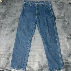 Wrangler Mens Carpenter Jeans Blue Denim Work Pants 36x32 94LSWDV Medium Wash